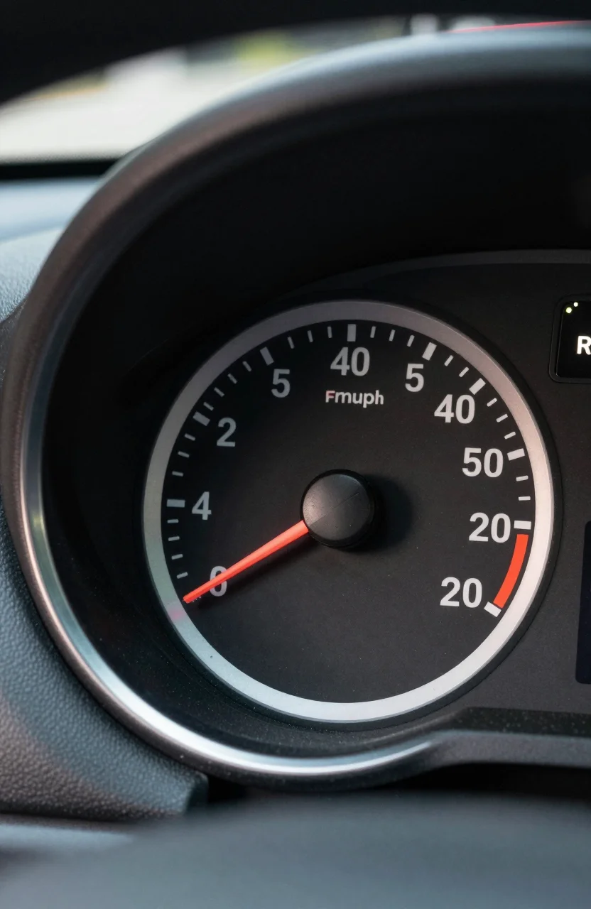 Jauge de carburant sur un tableau de bord automobile en lumiere naturelle