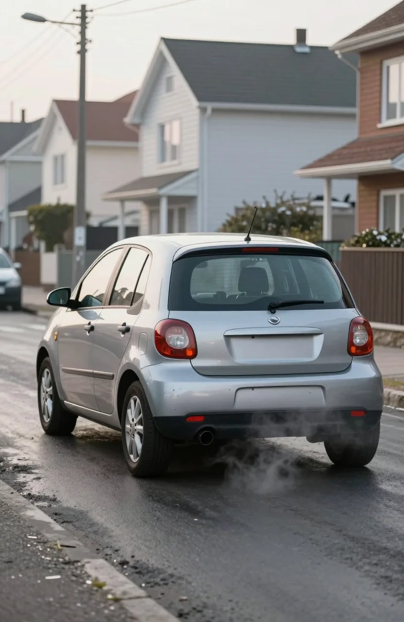 Voiture en ville par temps froid au demarrage matinal