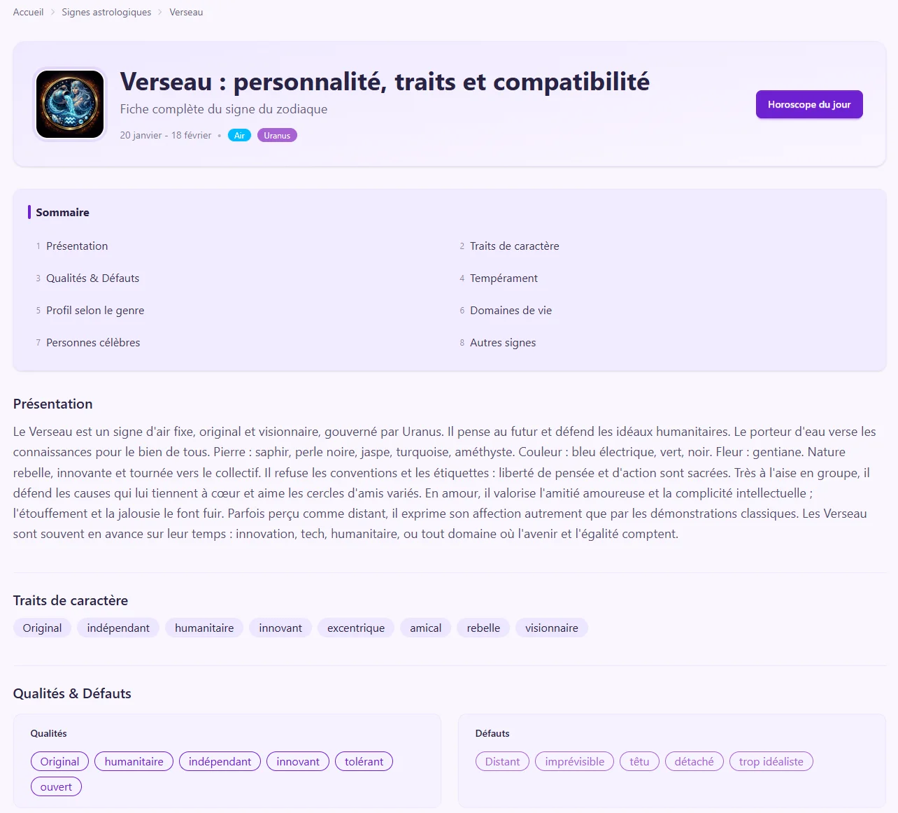 Horoscope Signe Detail