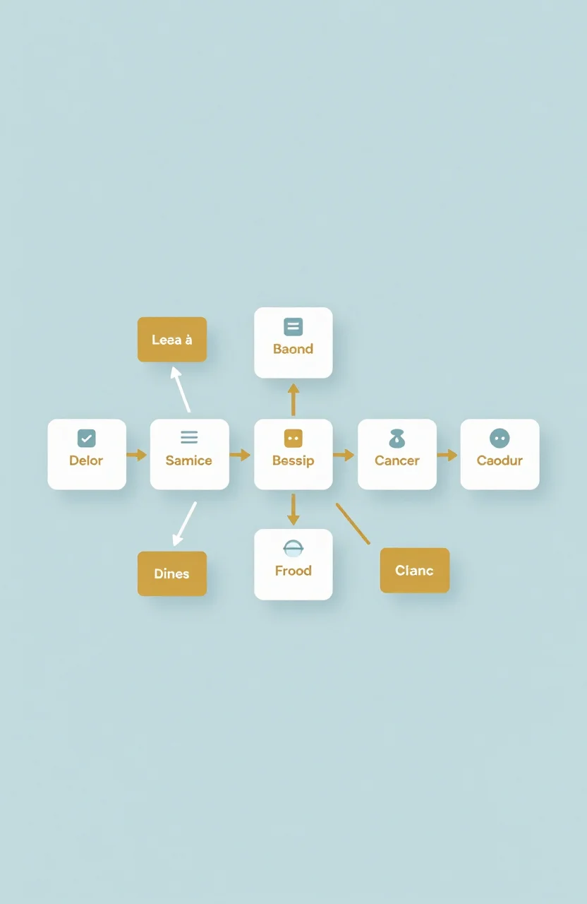 Abstract network of link nodes with varied color-coded anchor labels and directory icons