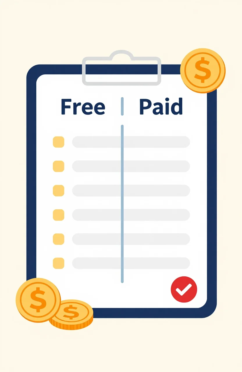 Simple budget notebook with free and paid columns for link building