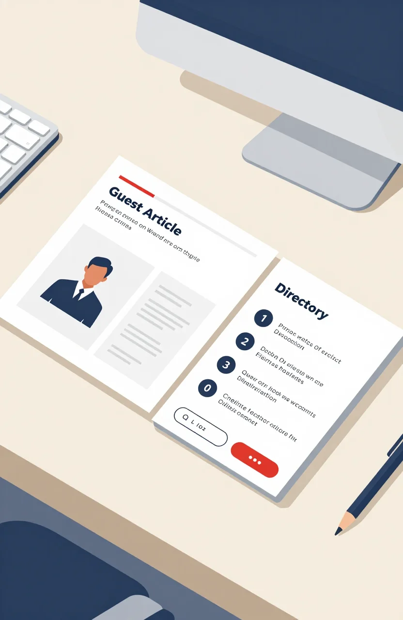 Side-by-side comparison of an article draft and a directory listing card