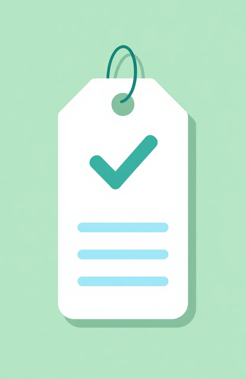 Abstract coupon tag with calendar and directory listing card in a clean minimal layout